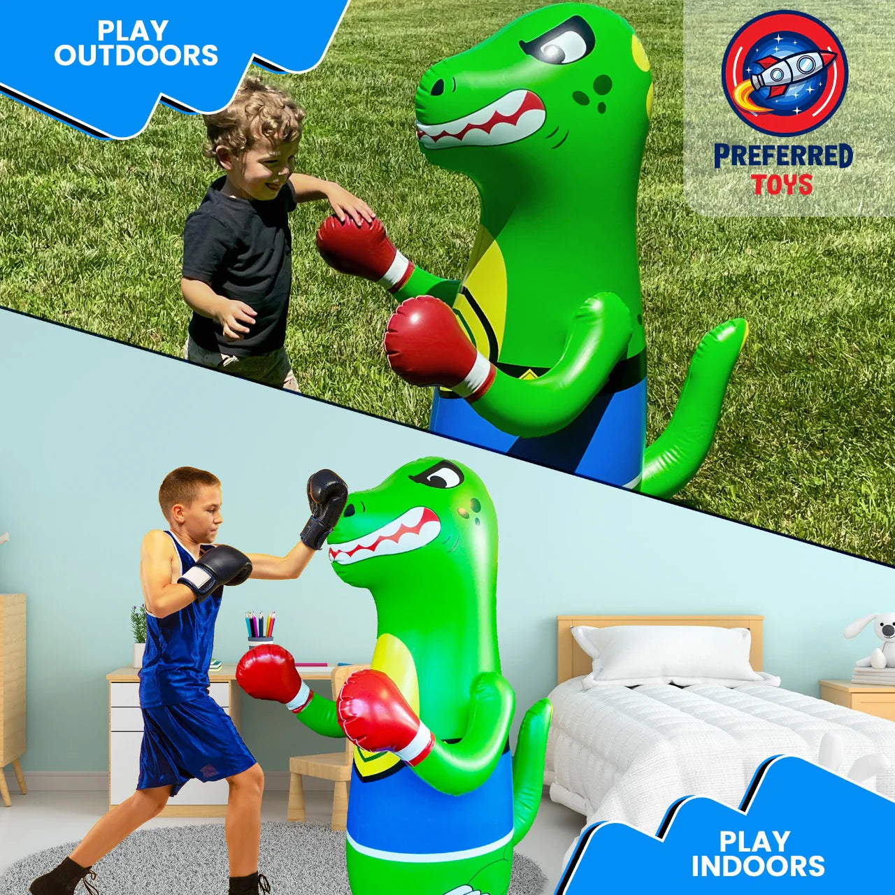 Sac de Frappe Gonflable pour Enfants (Design Dinosaure)