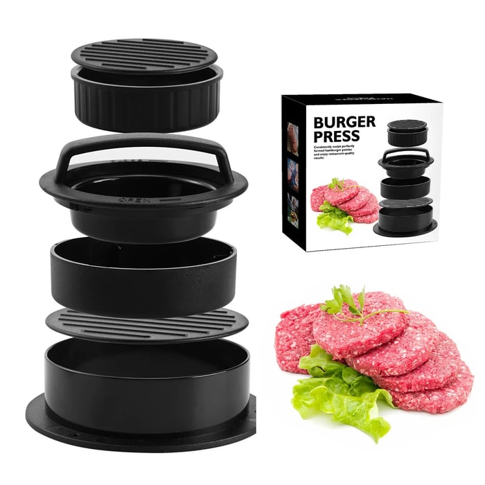 Moule et presse à hamburger 3 en 1